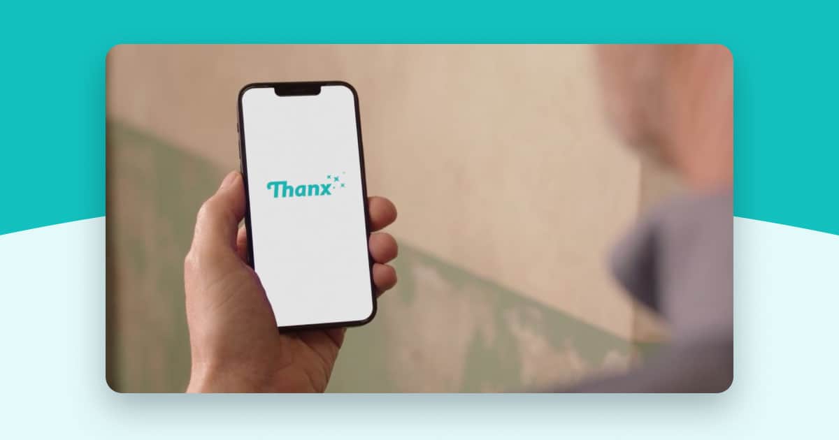 Stylized screenshot of a still frame from the Thanx Overview Video