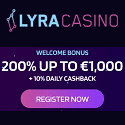 LyraCasino 200% up to €1,000 welcome bonus + 10% daily cashback. Plus, free spins, no deposit bonus, cashback, free bets, sportsbook promotions, tournaments, and VIP program.