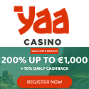 YaaCasino 200% up to €1,000 welcome bonus + 10% daily cashback. Plus, free spins, no deposit bonus, cashback, free bets, sportsbook promotions, tournaments, and VIP program.