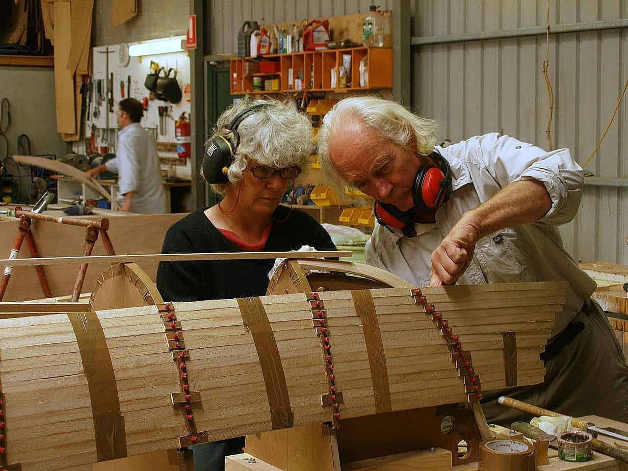 Paulownia with cedar along sheer. canoe or kayak. storerboatplans.com