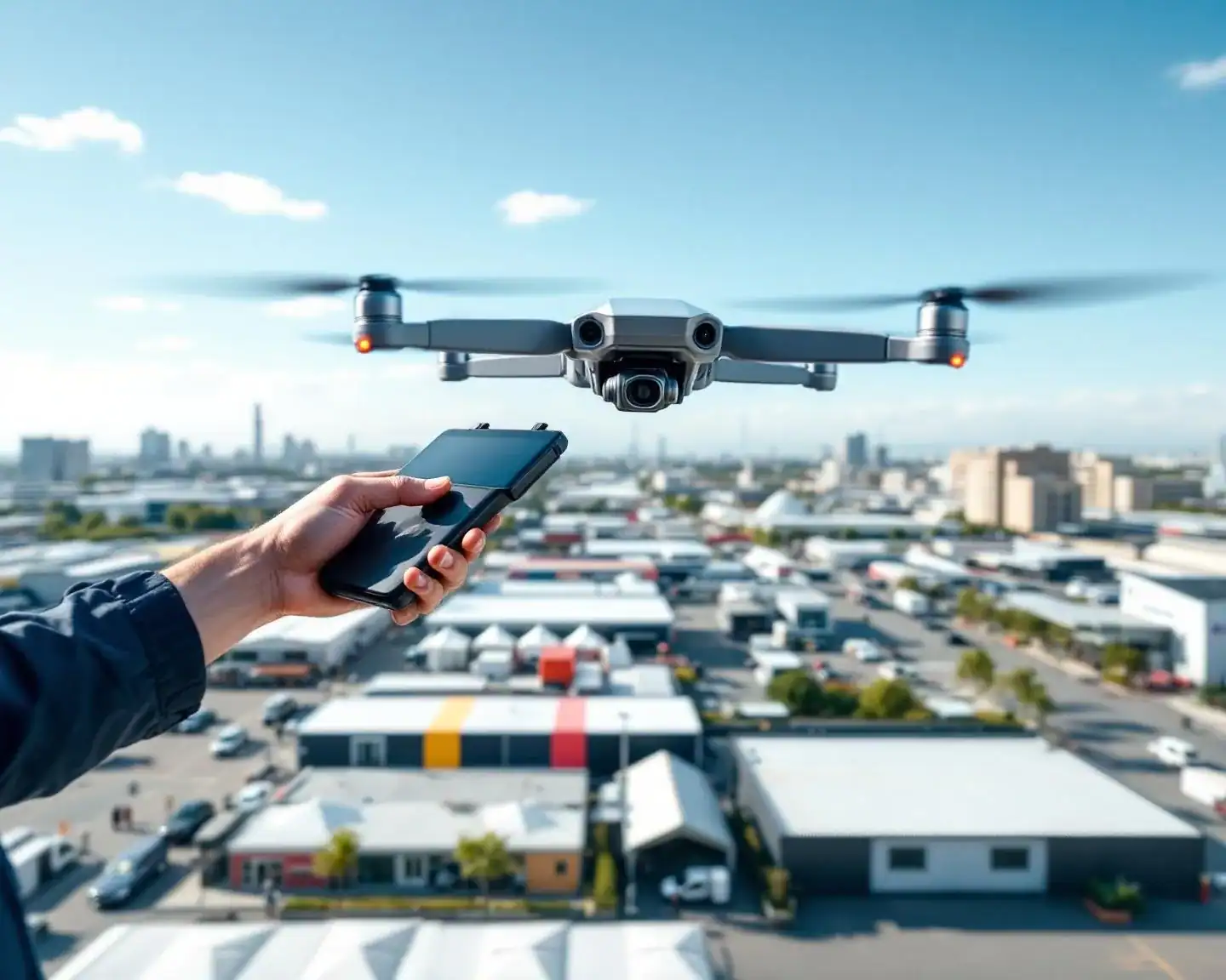 Piloto de drone profesional en evento corporativo