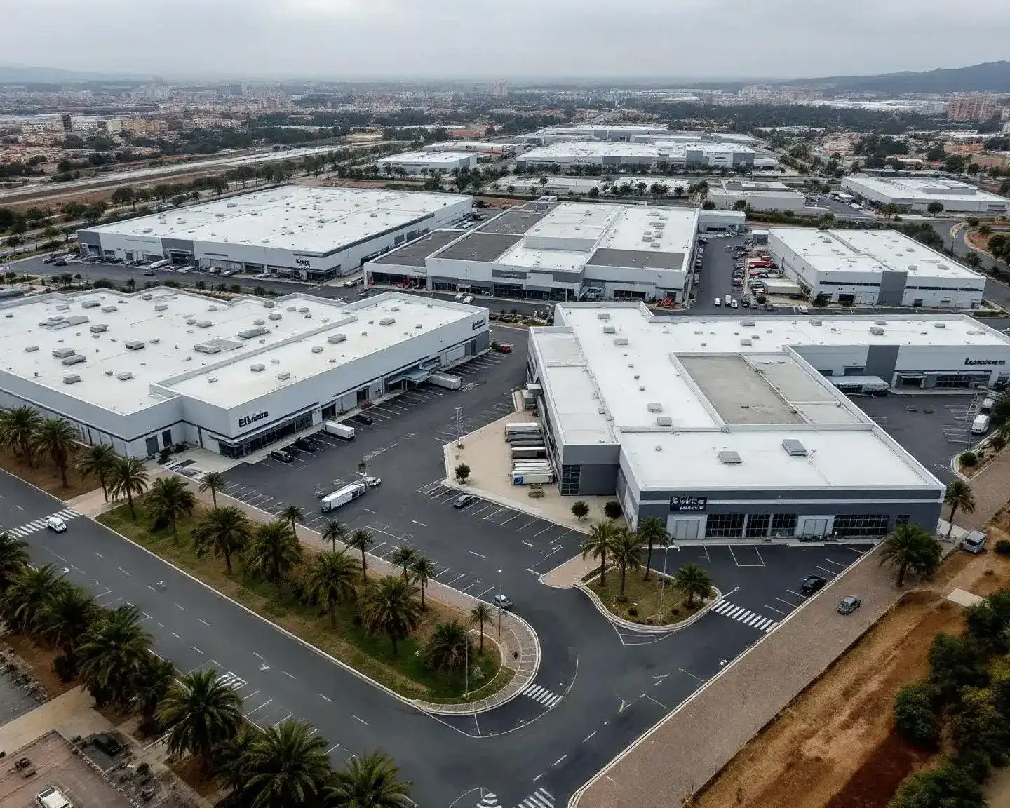 Fotografía aérea del Polígono Industrial El Plá de Elche para vídeo corporativo con drone