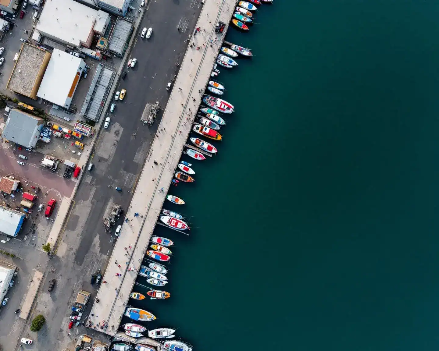 Fotografía aérea del Puerto pesquero y la Lonja del Pescado de Santa Pola desde drone