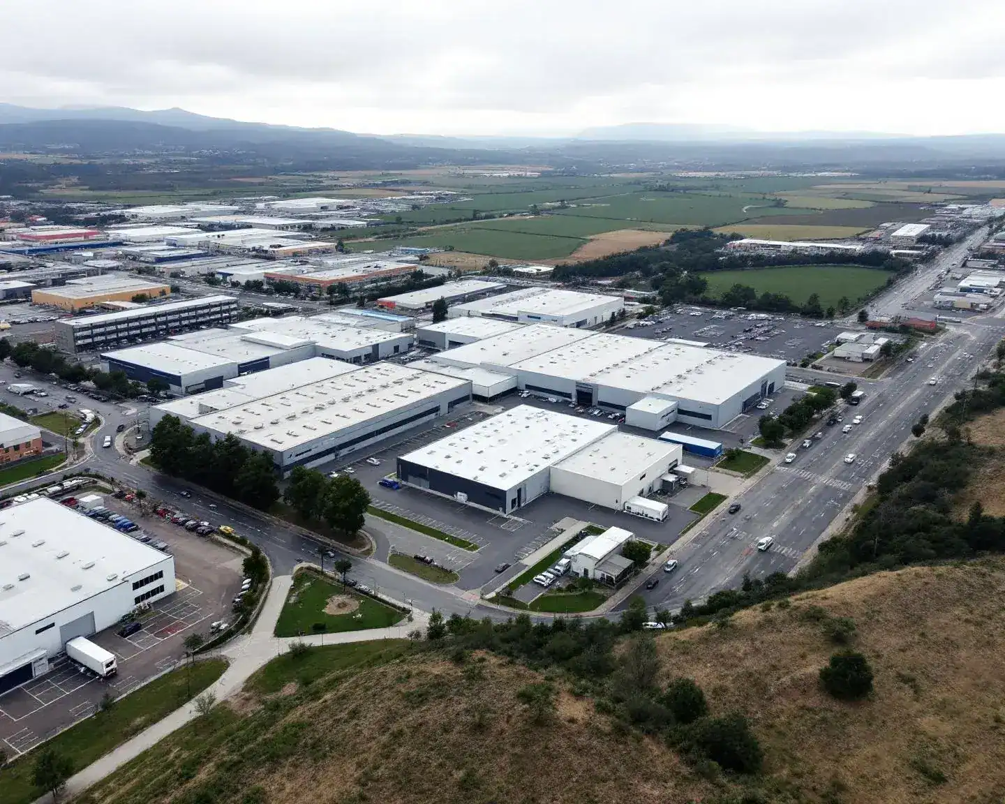 Fotografía aérea del Polígono Industrial Hontoria en Segovia para comunicación corporativa con drone