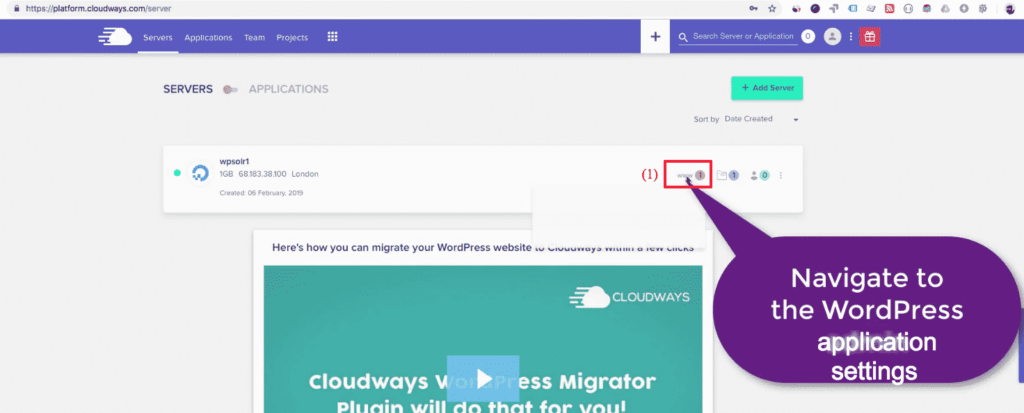 Cloudways WordPress: application settings