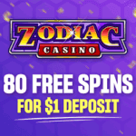 Zodiac Casino 80 free spins, no deposit bonus, promotion Zodiac Casino 80 FS bonus