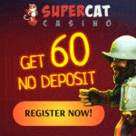 SuperCat Casino 60 No Deposit Free Spins Bonus Code SuperCat Casino 60 FS banner