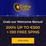 Rolling Slots Casino 100 free spins + 200% up to €500 bonus Rolling Slots Casino pure banner