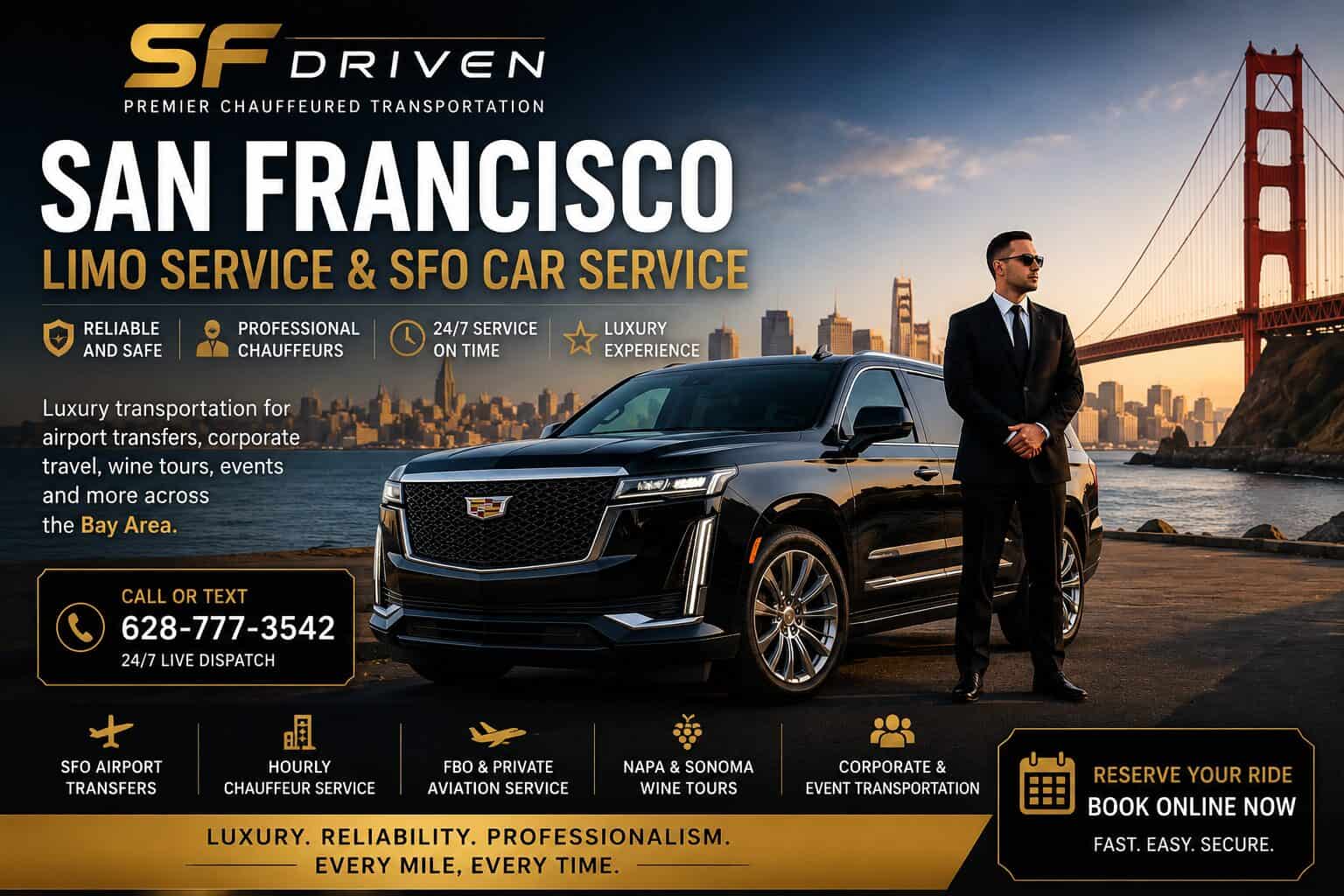 SFDRIVEN luxury black SUV and chauffeur for San Francisco limo service and SFO airport car service