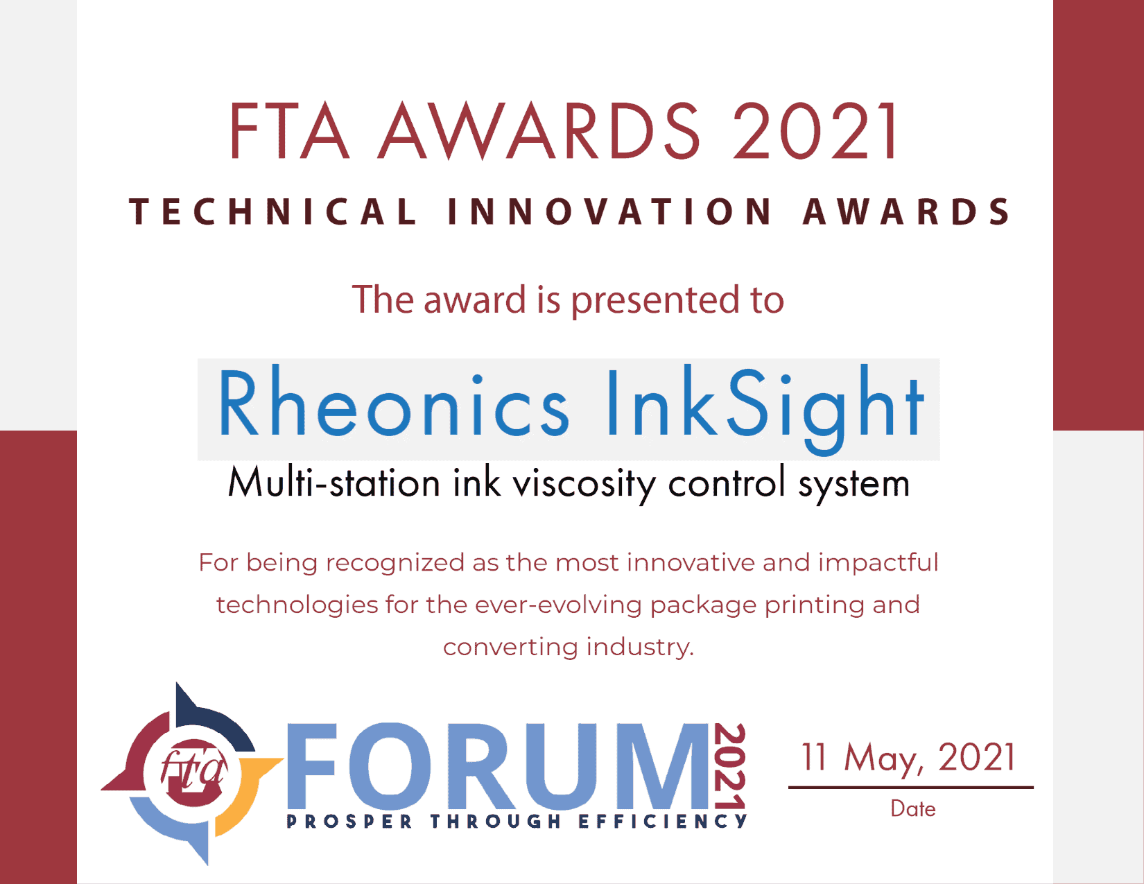 FTAテクニカルイノベーションアワード-RheonicsInkSight-2021