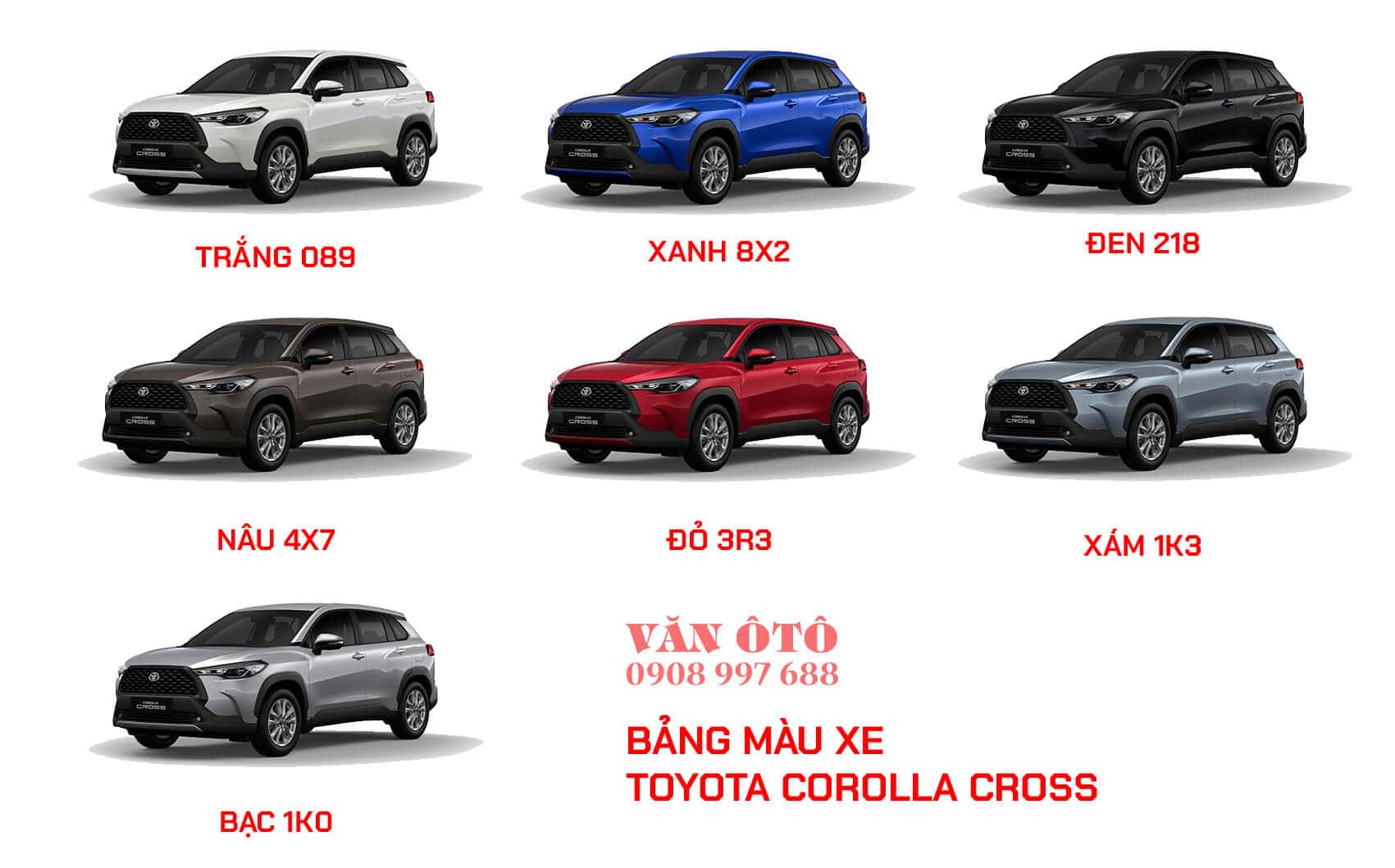 Corolla Cross Bảng màu xe Corolla Cross 2021
