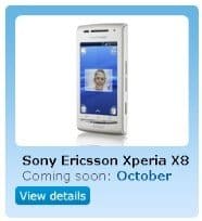 xperia x8 coming soon on o2