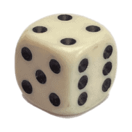 6 Vlakken Dobbelsteen Ivoor met Zwarte Stippen 16mm