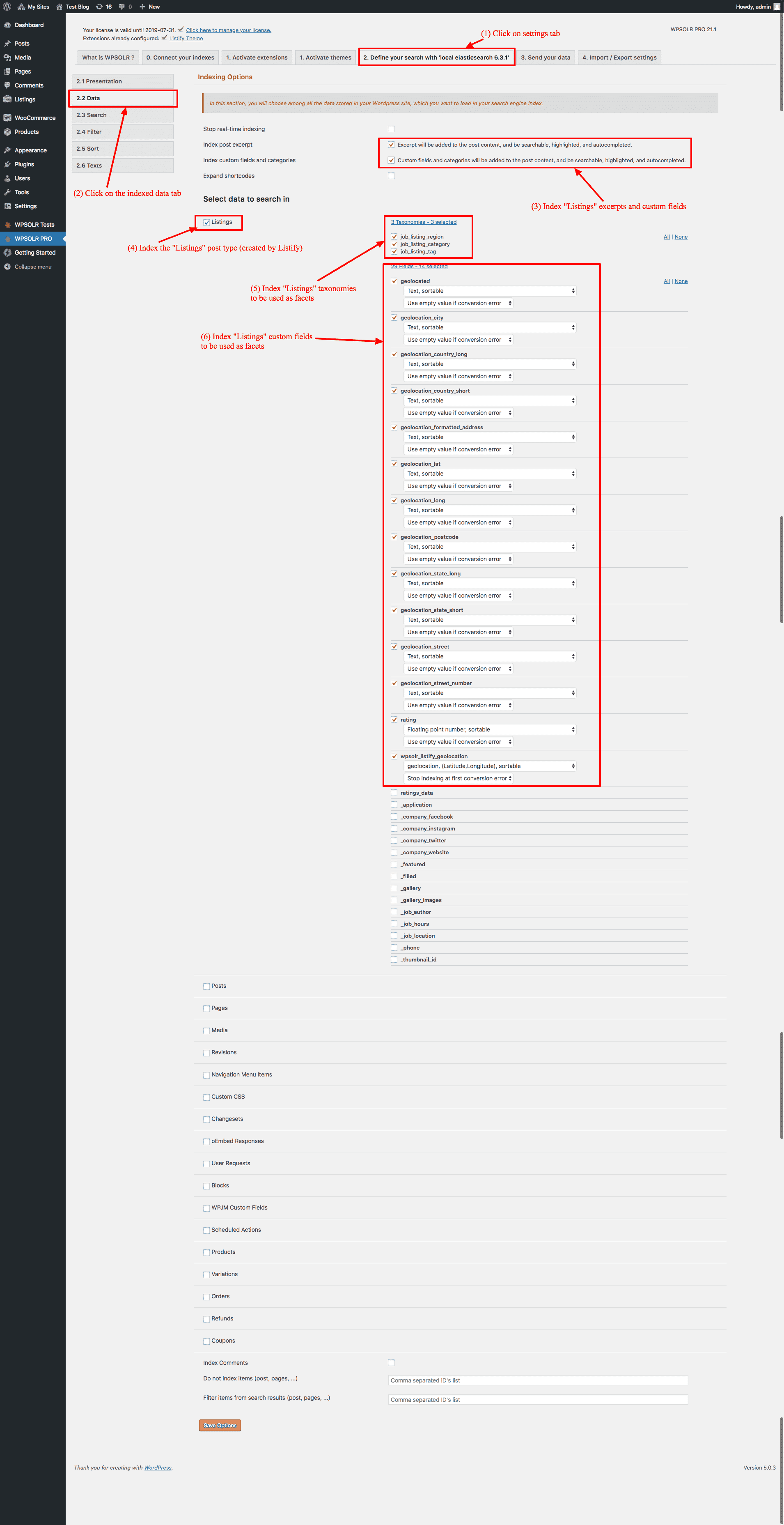 Listify add-on: index "Listings" post type