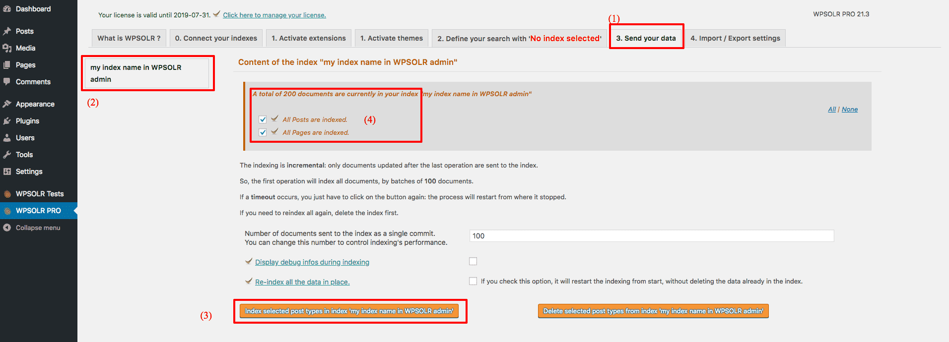 SearchStax: index the data in WPSOLR admin