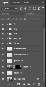 The layers and groups I used