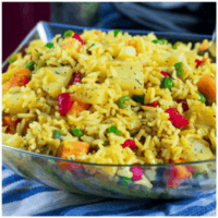 Rice in a clear bowl
