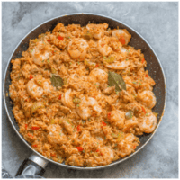 a skillet of jambalaya