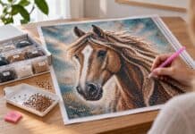 Das Setzen von kleinen Steinchen beim Diamond Painting wirkt sehr beruhigend