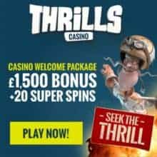 Thrills Casino | 20 free spins NDB and €1500 bonus | Free play!