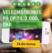 Unibet.dk Casino 20 freespins og 2000 kr gratis bonus - Danmark