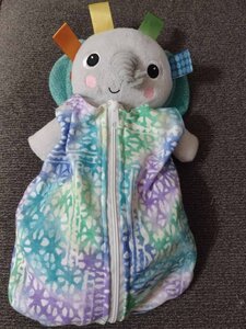 Picture of elephant lovey in a sleep sack
