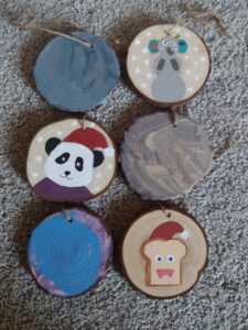 Picture of wood slab ornaments