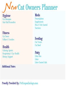 new cat owners checklist printable