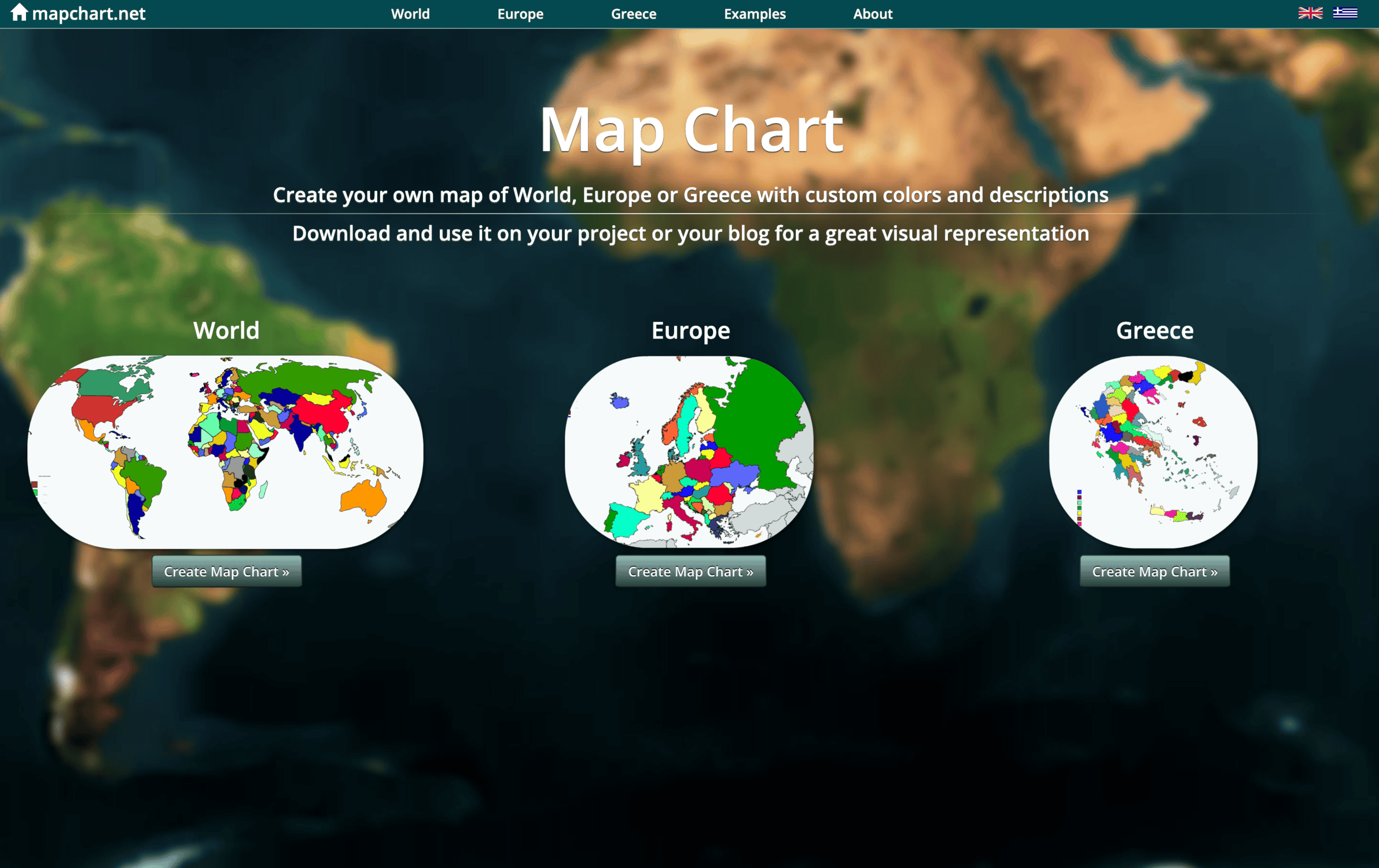 the first home page of MapChart