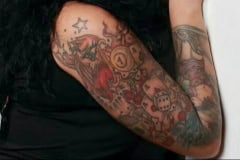 Old-School-Tattoo-Oberarm-Karten-Billiardkugel