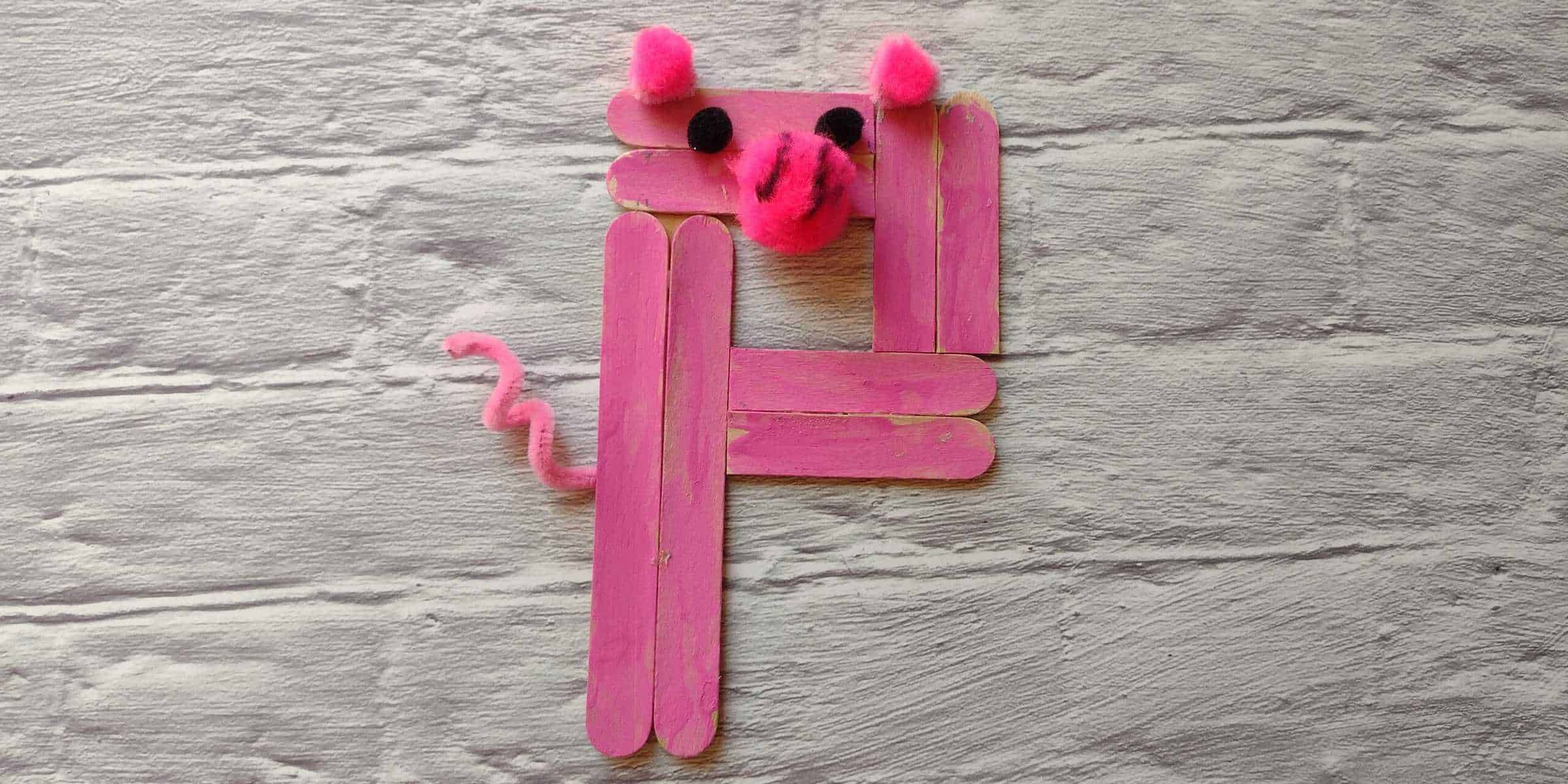 P is for Pig Craft: Popsicle Sticks, Pom Poms, Pipe Cleaners, and Pink Paint