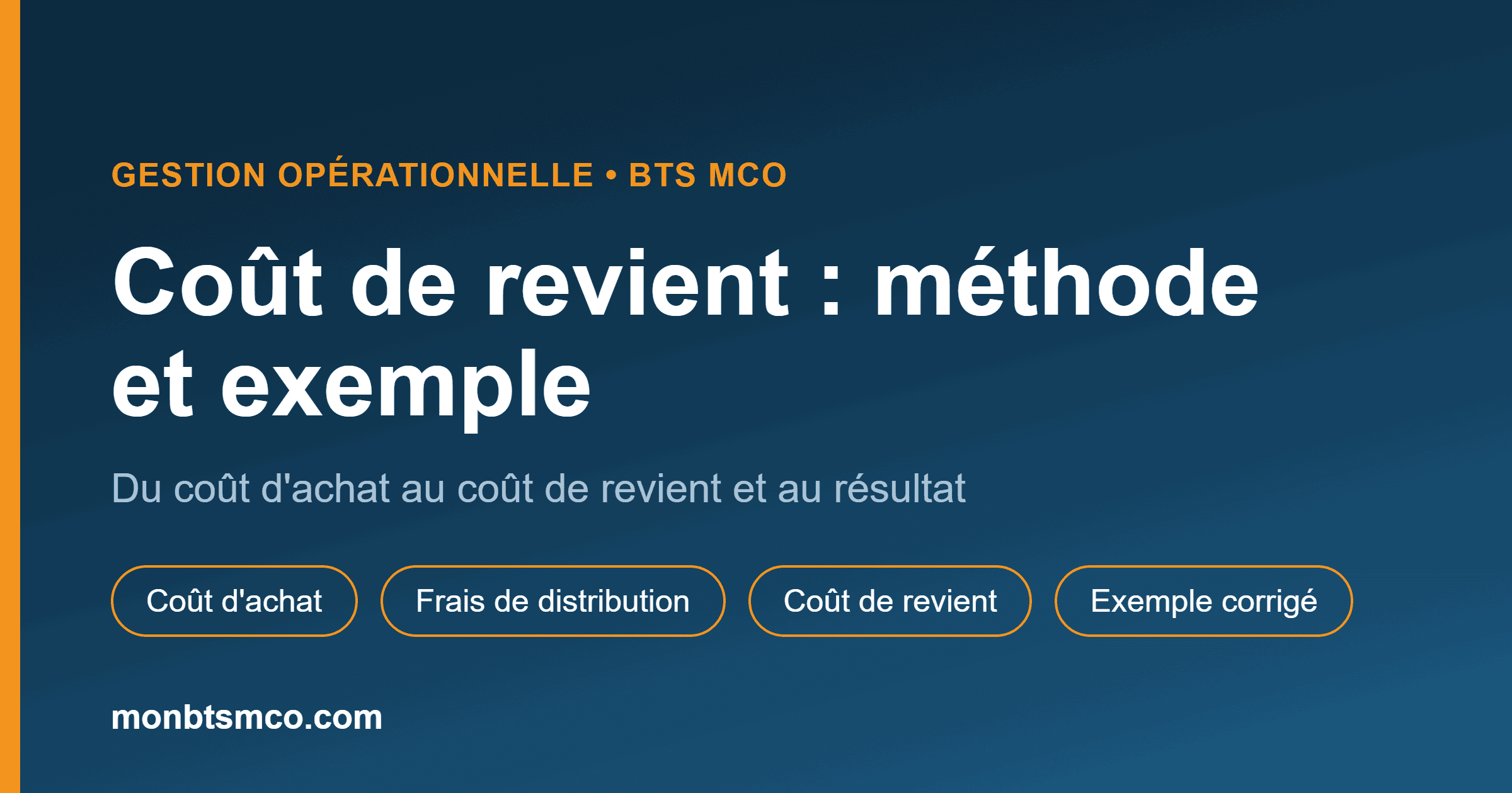 Bannière de l'article : coût de revient — méthode et exemple chiffré, gestion opérationnelle BTS MCO
