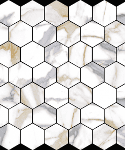 2" hexagon Prestige Recycled glass Calacatta Gold