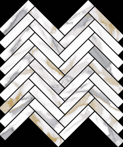 Prestige Recycled glass Calacatta Gold Herringbone