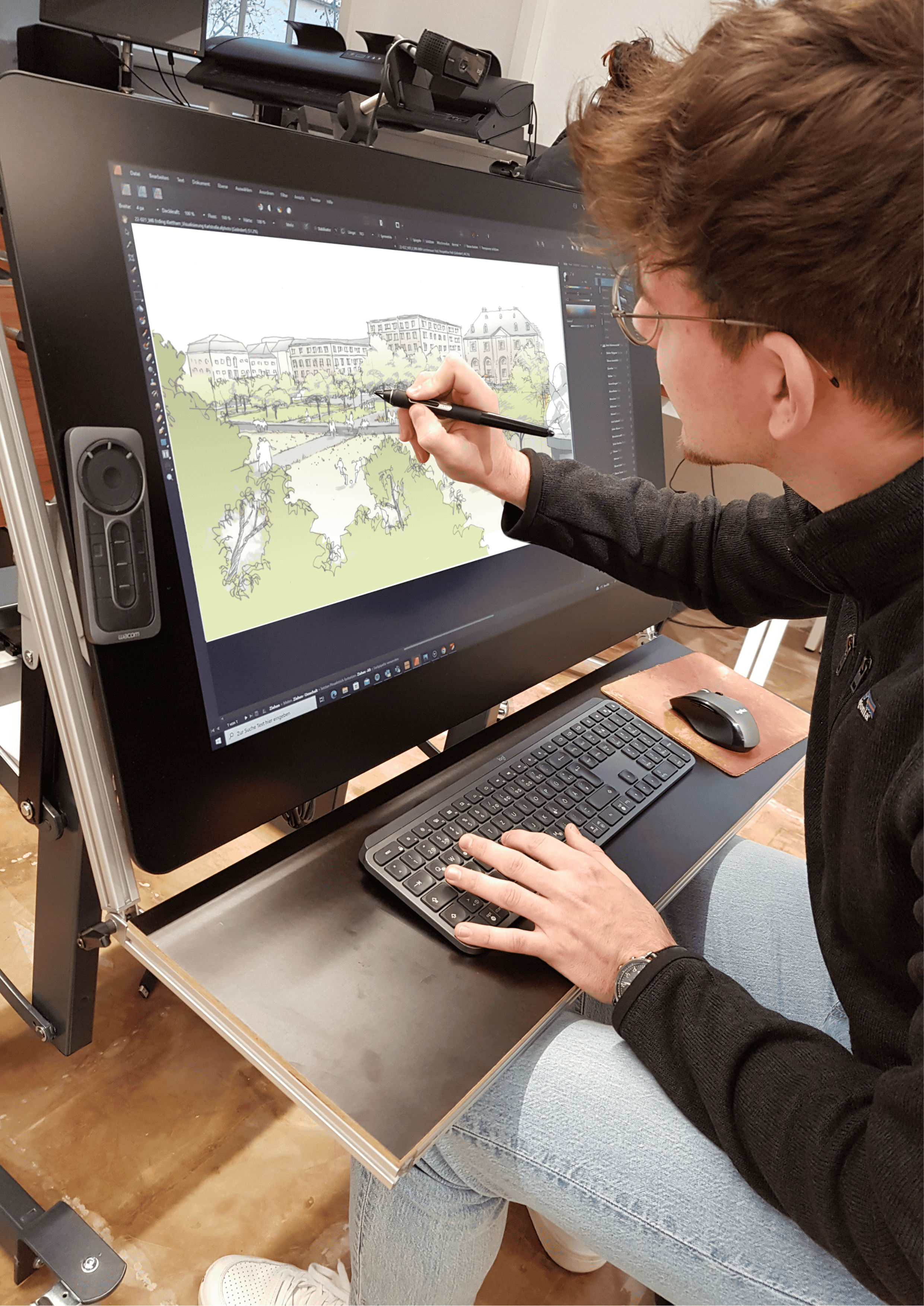 Bild: Zeichenvorgang Dresden Königsufer, Foto: ver.de landschaftsarchitektur