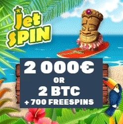 JetSpin Casino 700 gratis spins and €2000 (or 2 BTC) welcome bonus