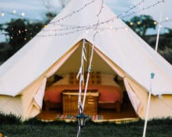 Photo: Daniel Weeks Bell tents at Cott Farm wedding venue