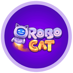 Robot Cat game logo with playful purple background and vibrant text.