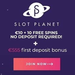 Slot Planet Casino €10 gratis and 10 free spins - no deposit bonuses