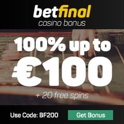 Betfinal (Casino, Sports, Live Dealer) - 20 free spins & 100€ bonus code