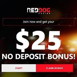Red Dog Casino $25 free chip or 25 free spins no deposit bonus