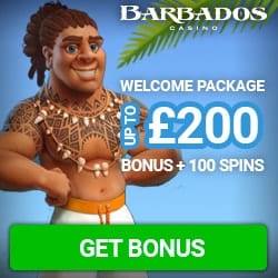 Barbados Casino - 100 gratis spins & $200 free bonus - big payouts!
