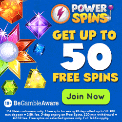 Power Spins Casino - 50 no wagering free spins bonus - the best in UK