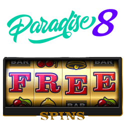 Paradise 8 Casino free spins promo banner 250x250