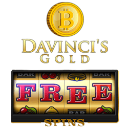 Davincis Gold Casino free spins promo banner 250x250