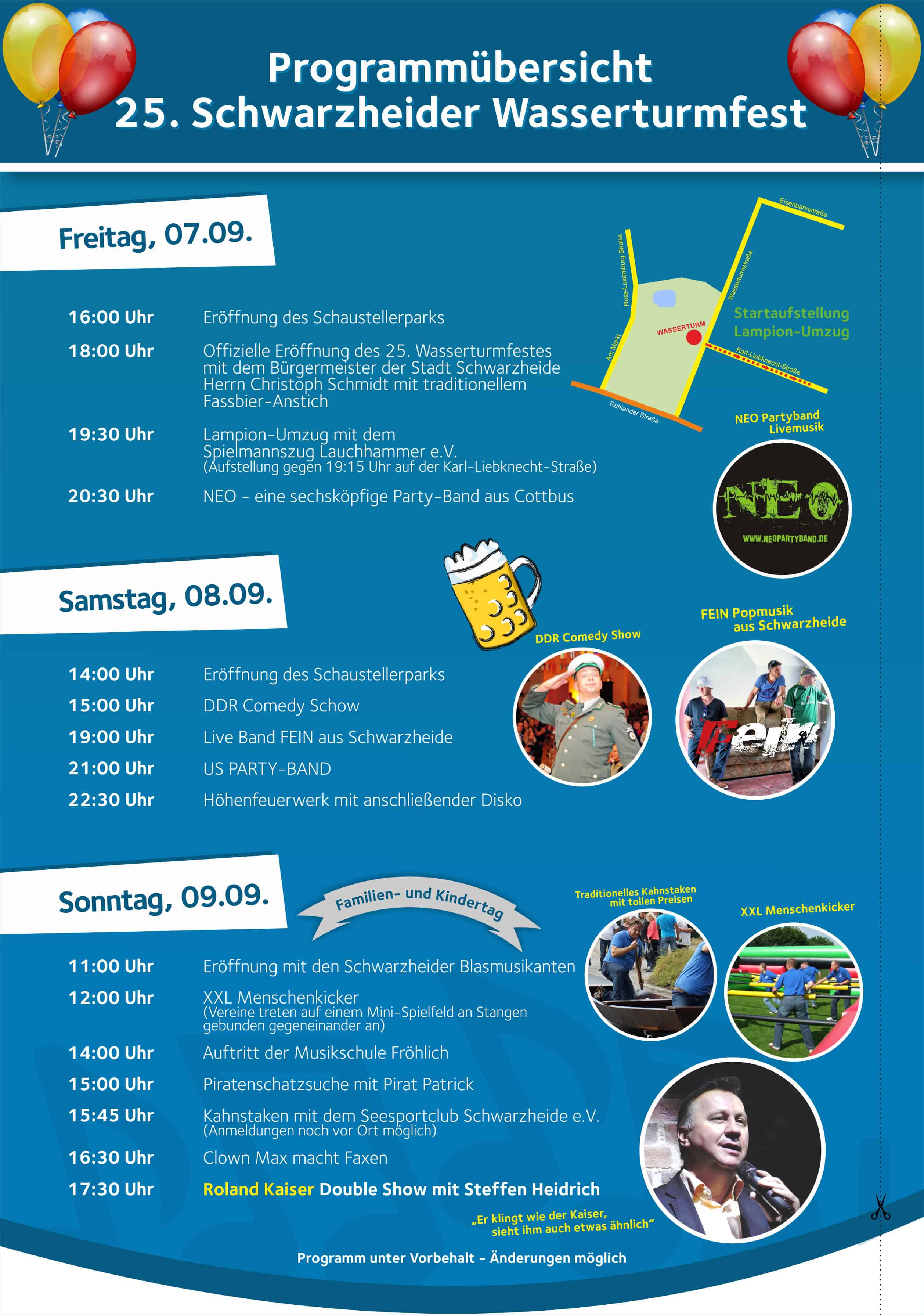 Schwarzheide feiert vom 7. bis 9.9.18 Wasserturmfest