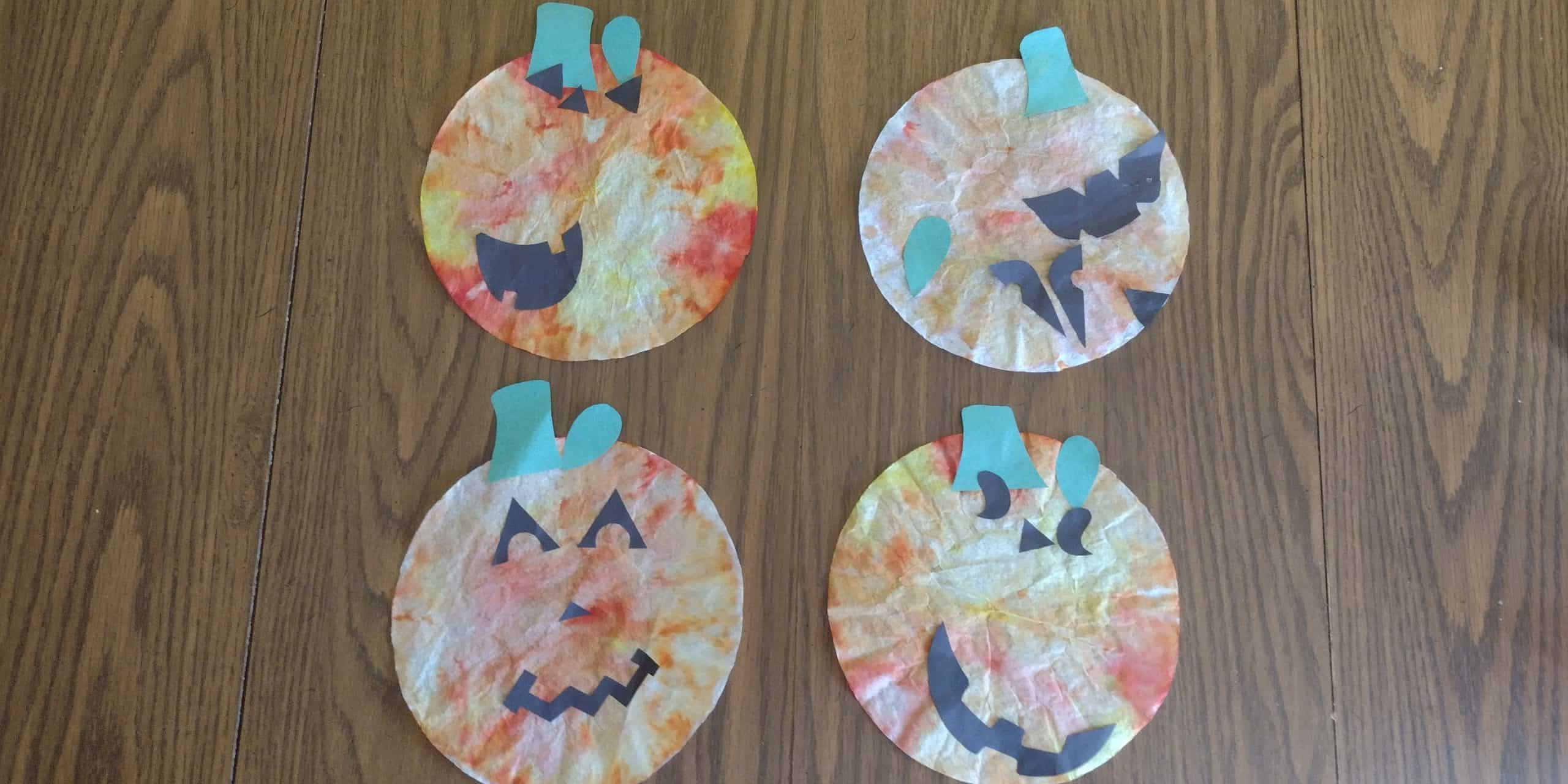 Easy Pumpkin Craft for Kids Using a Coffee Filter