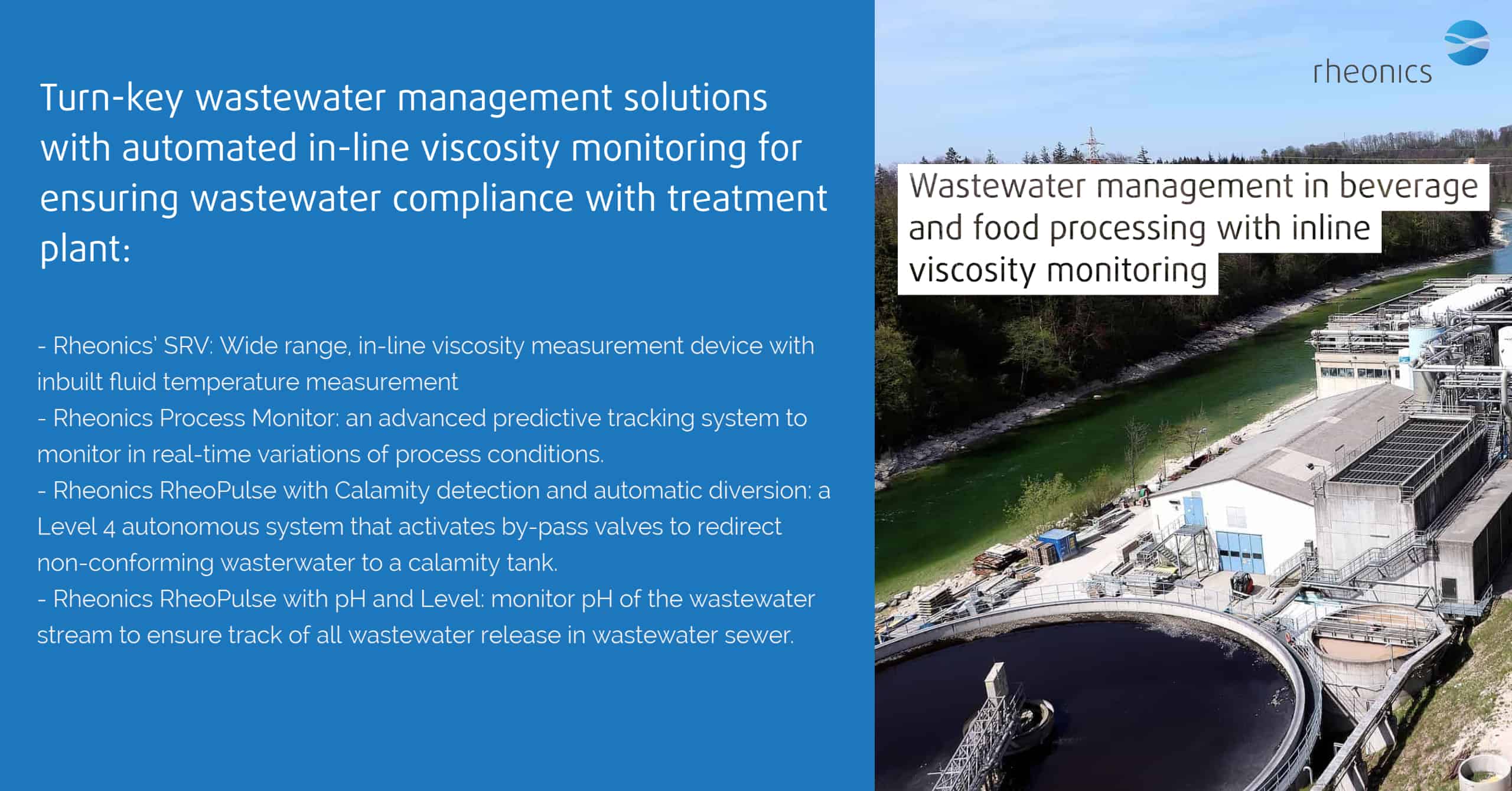 Gestion des eaux usées dans la transformation des boissons et des aliments avec moniteur de viscosité en ligneoring - rheonics SOLUTIONS