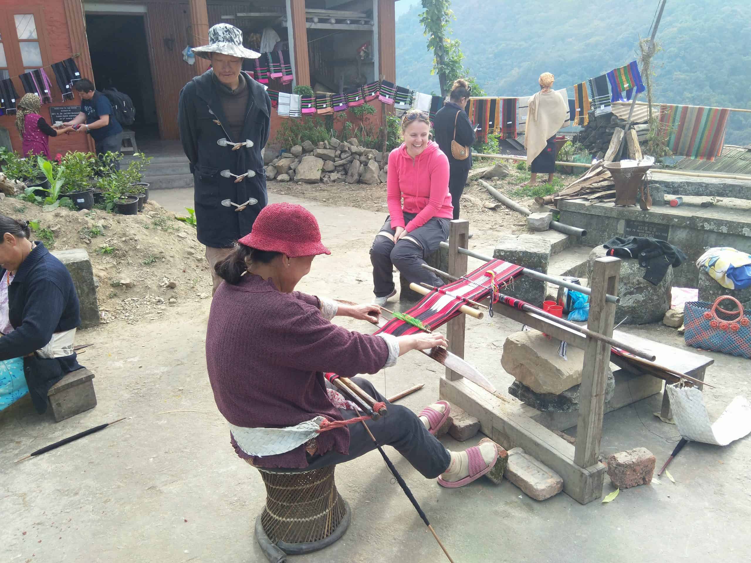 ladies weaving in khonoma village
