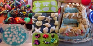 Picture of silicone molds used for crafting crayons, chalk, cake decorations, and ice